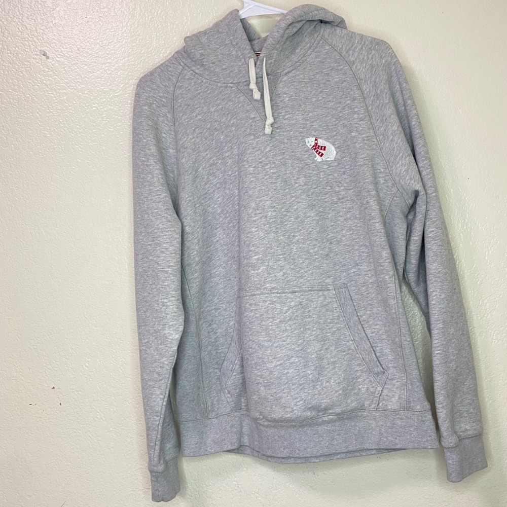 Lands End Serious Sweats Mens Gray Polar Bear Embroidered Hoodie Medium 38-40